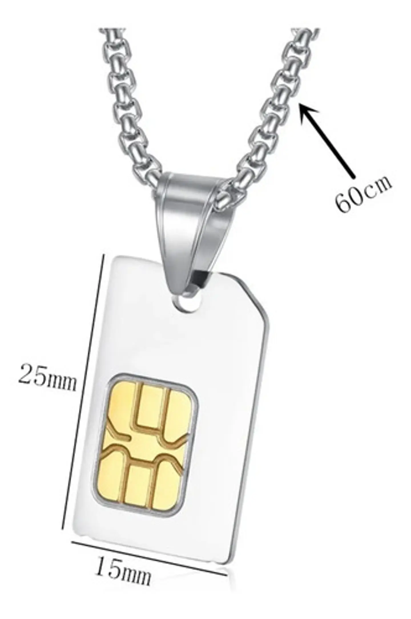 Collar Dije Sim Card Color Plata Acero Inoxidable Hombre 4