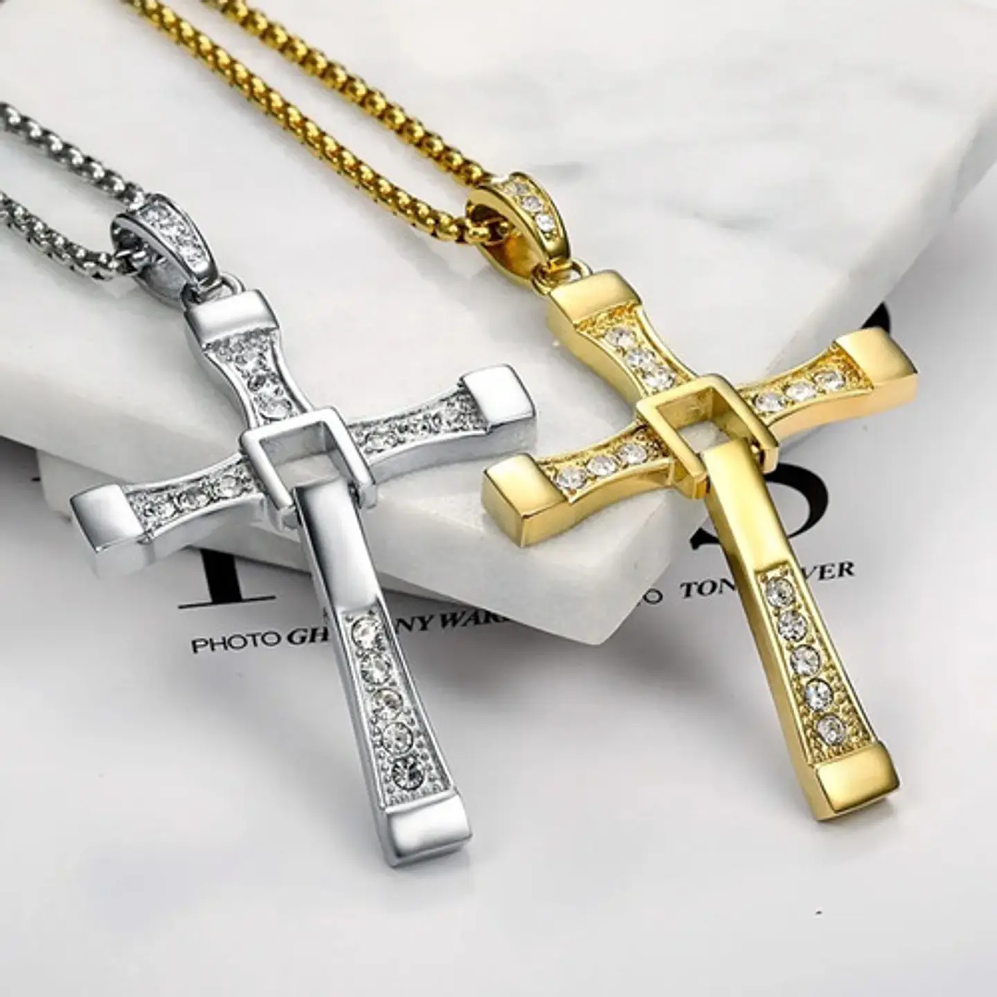 Collar Cruz Rapidos Y Furioso Dorado Acero Inoxidable Hombre 4