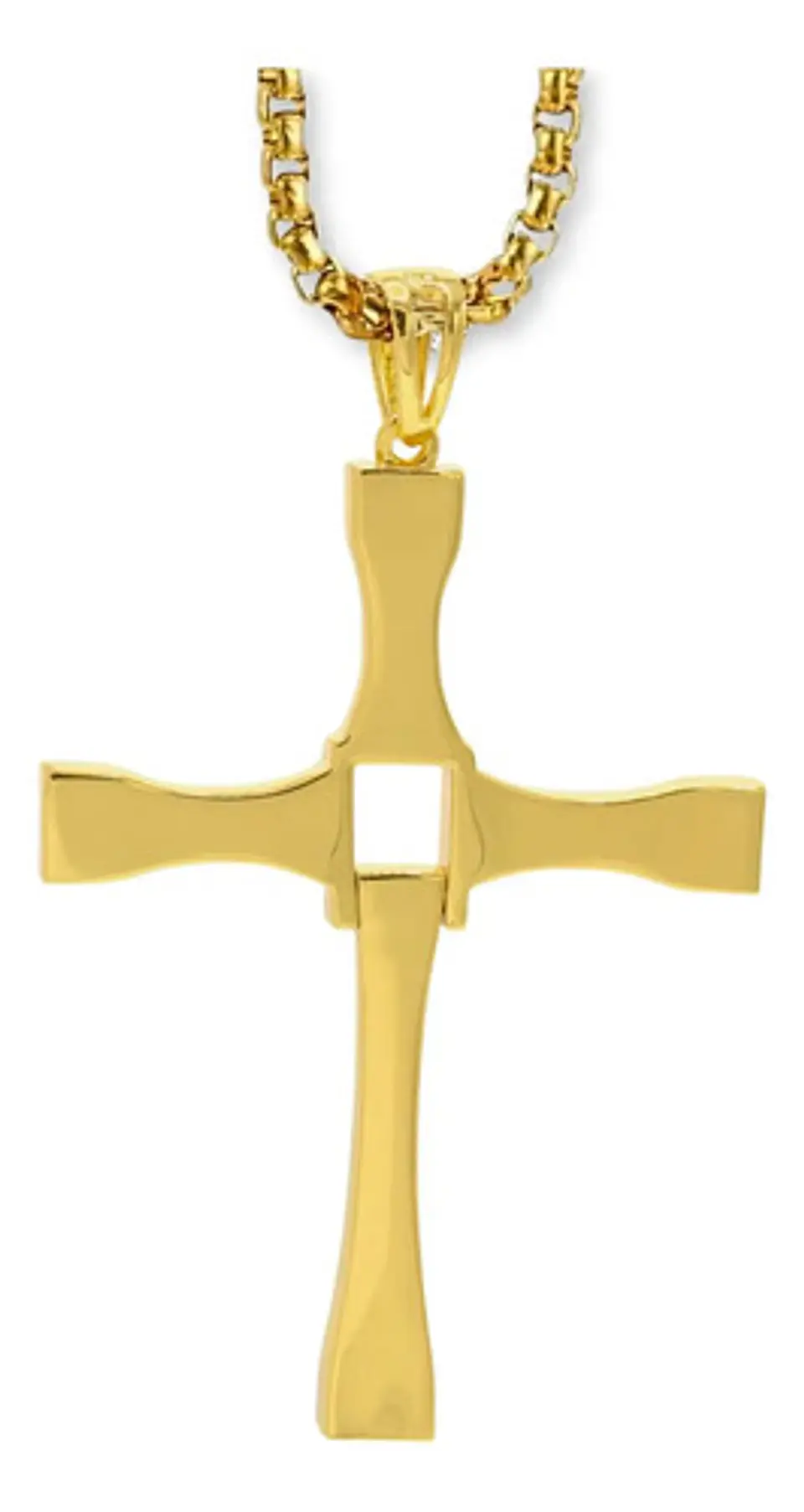 Collar Cruz Rapidos Y Furioso Dorado Acero Inoxidable Hombre 6