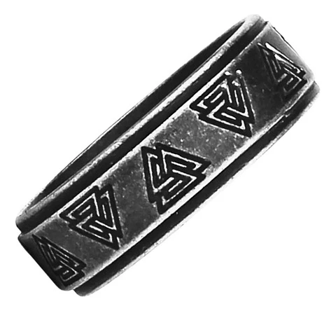  Anillo Valknut Vikingo Color Plata Acero Inoxidable Hombre