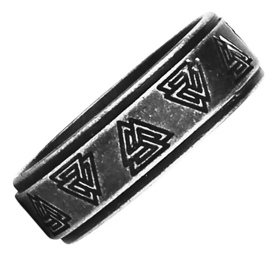  Anillo Valknut Vikingo Color Plata Acero Inoxidable Hombre 1