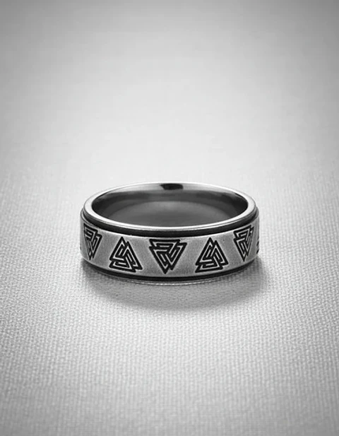  Anillo Valknut Vikingo Color Plata Acero Inoxidable Hombre