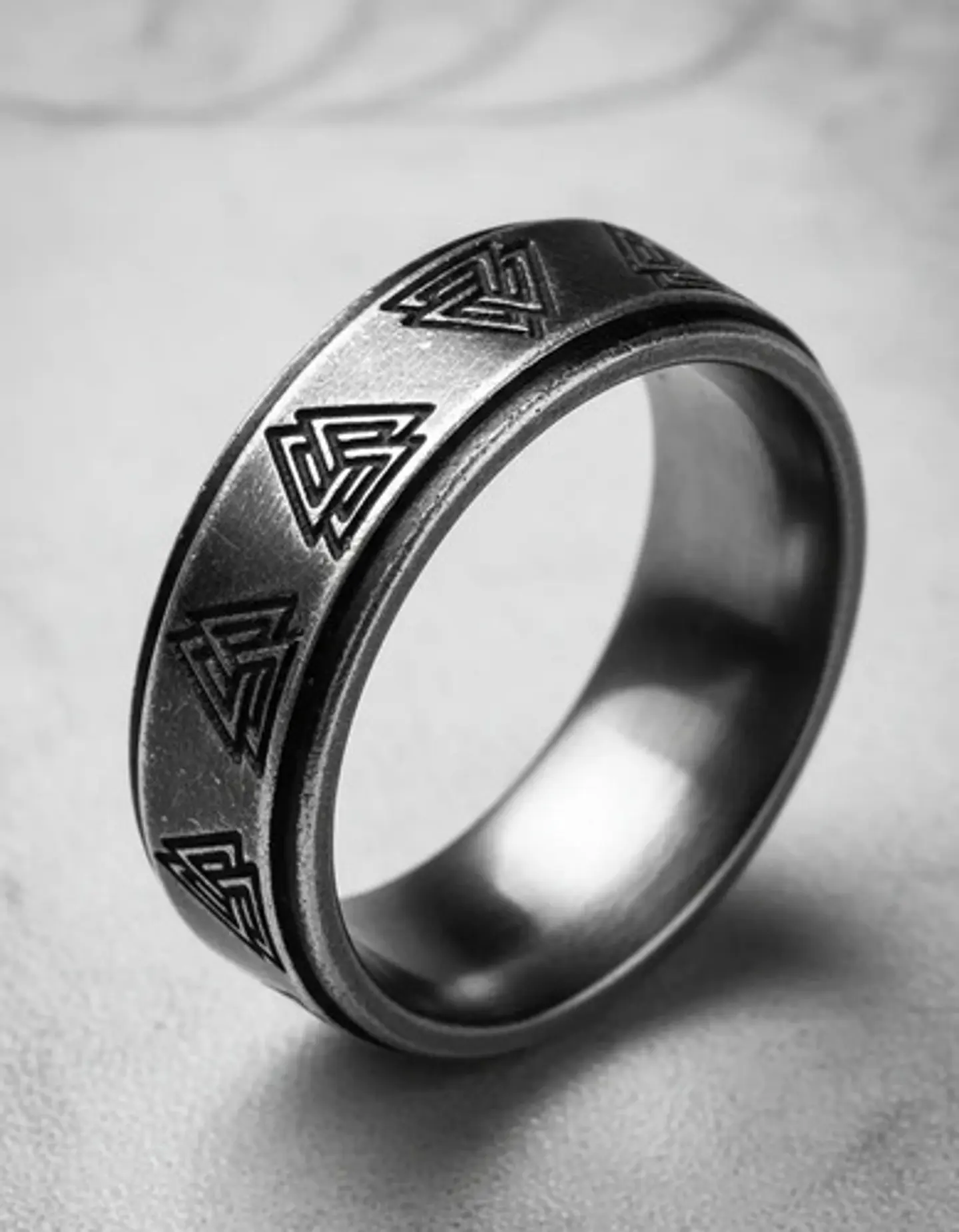  Anillo Valknut Vikingo Color Plata Acero Inoxidable Hombre 3