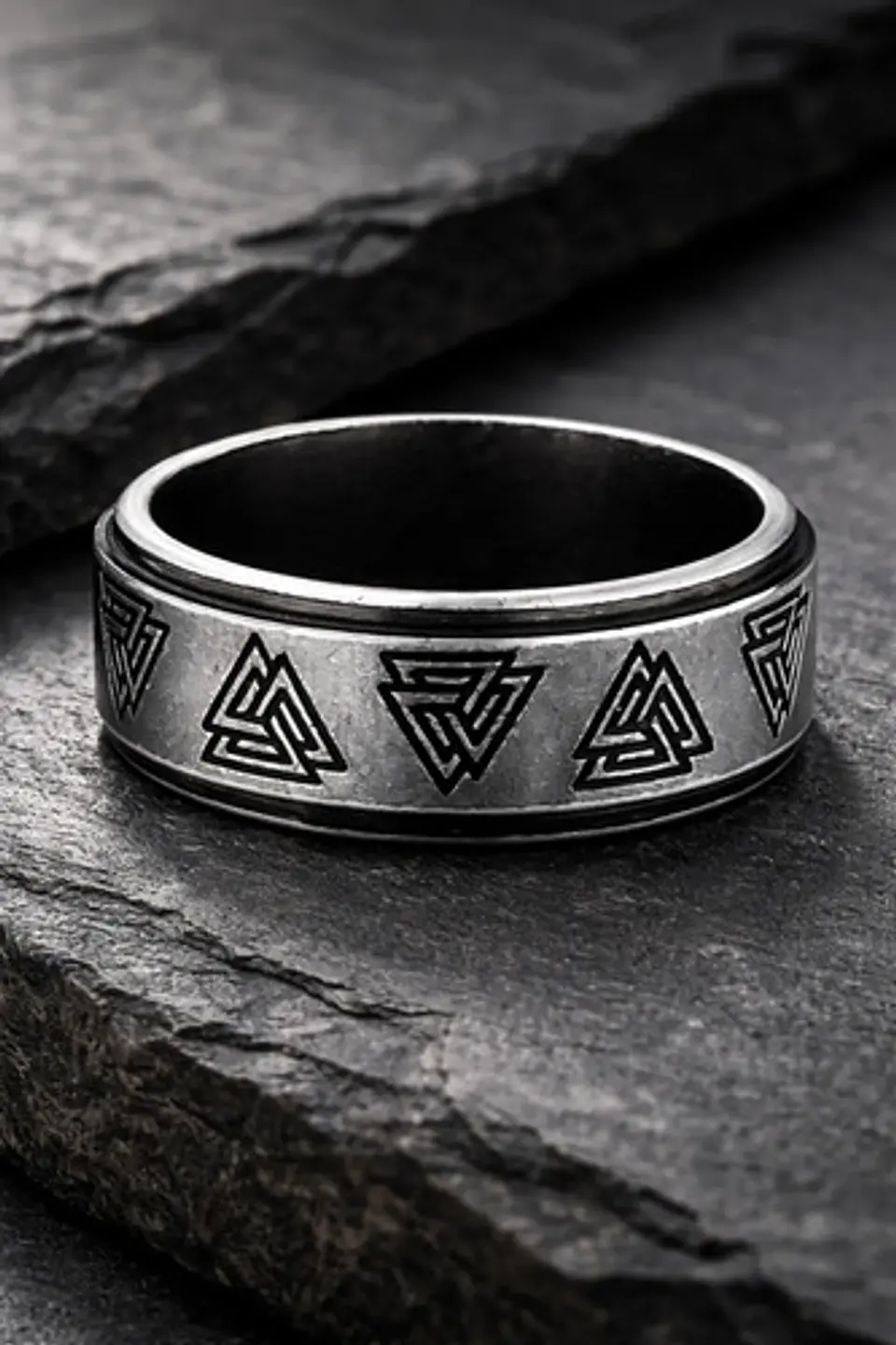  Anillo Valknut Vikingo Color Plata Acero Inoxidable Hombre 8