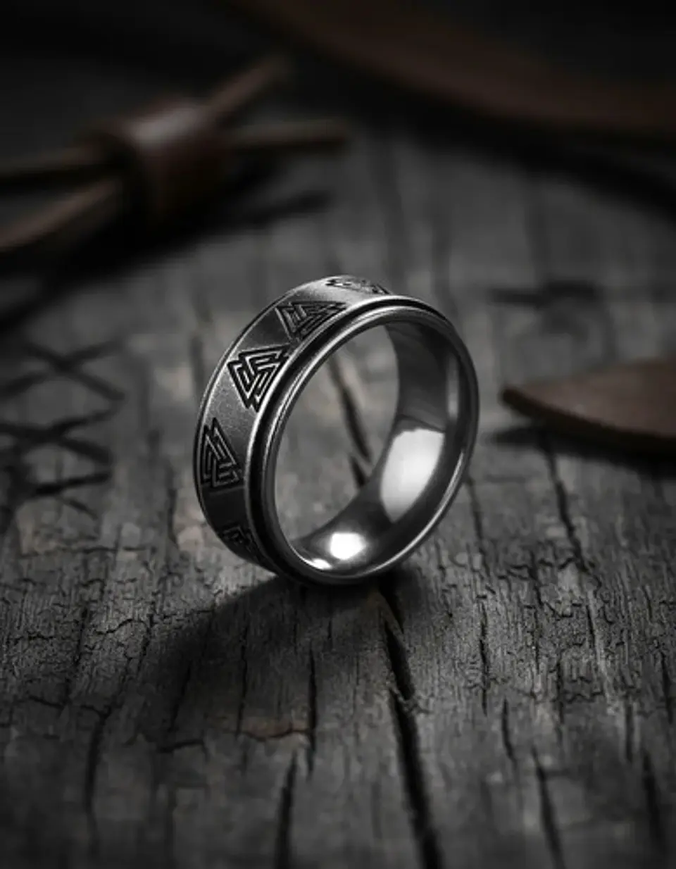  Anillo Valknut Vikingo Color Plata Acero Inoxidable Hombre 9