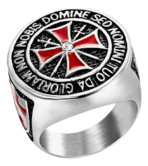 Anillo Cruz Templaria Color Plata Acero Inoxidable Hombre