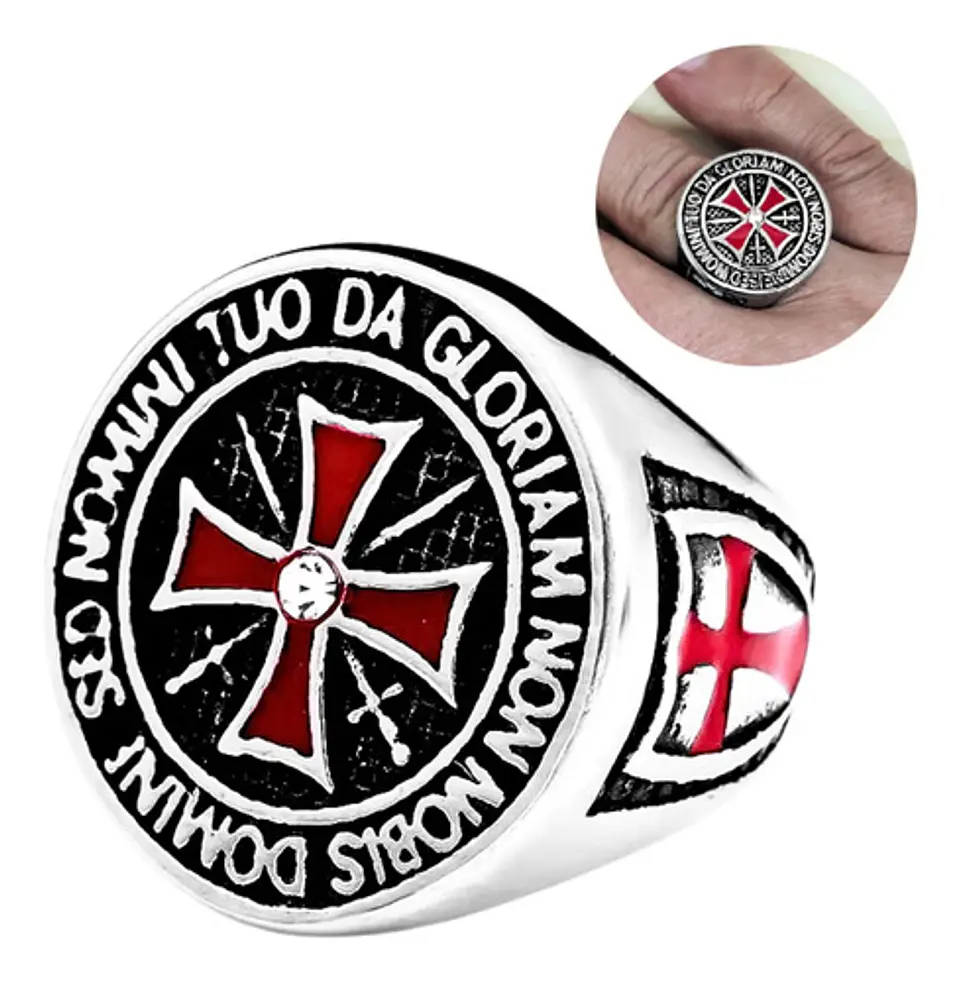 Anillo Cruz Templaria Color Plata Acero Inoxidable Hombre 3