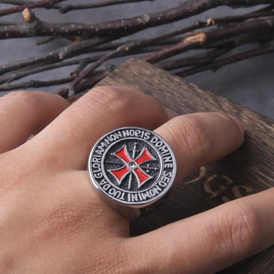 Anillo Cruz Templaria Color Plata Acero Inoxidable Hombre 4