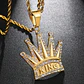 Collar Corona Rey Piedras Color Oro Acero Inoxidable Hombre - Miniatura 7