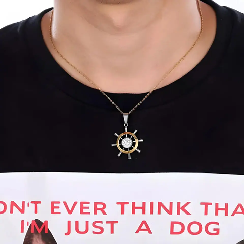 Collar Timón Hip Hop Color Oro Acero Inoxidable Para Hombre 10