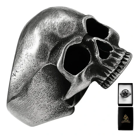 Anillo Cráneo Calavera Color Plata Acero Inoxidable Hombre