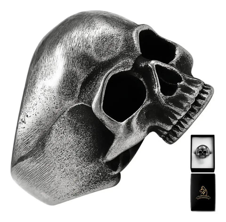 Anillo Cráneo Calavera Color Plata Acero Inoxidable Hombre 1