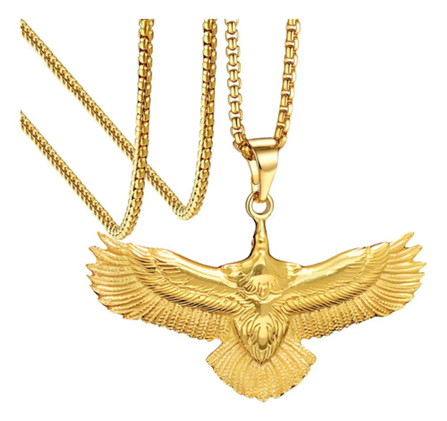 Collar Dije Aguila Hip Hop Color Oro Acero Inoxidable Hombre 1