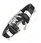 Pulsera Cuero Manilla Acero Inoxidable Ancla Plateada Hombre - Miniatura 1