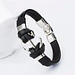 Pulsera Cuero Manilla Acero Inoxidable Ancla Plateada Hombre - Miniatura 2