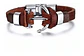 Pulsera Cuero Manilla Acero Inoxidable Ancla Plateada Hombre - Miniatura 4