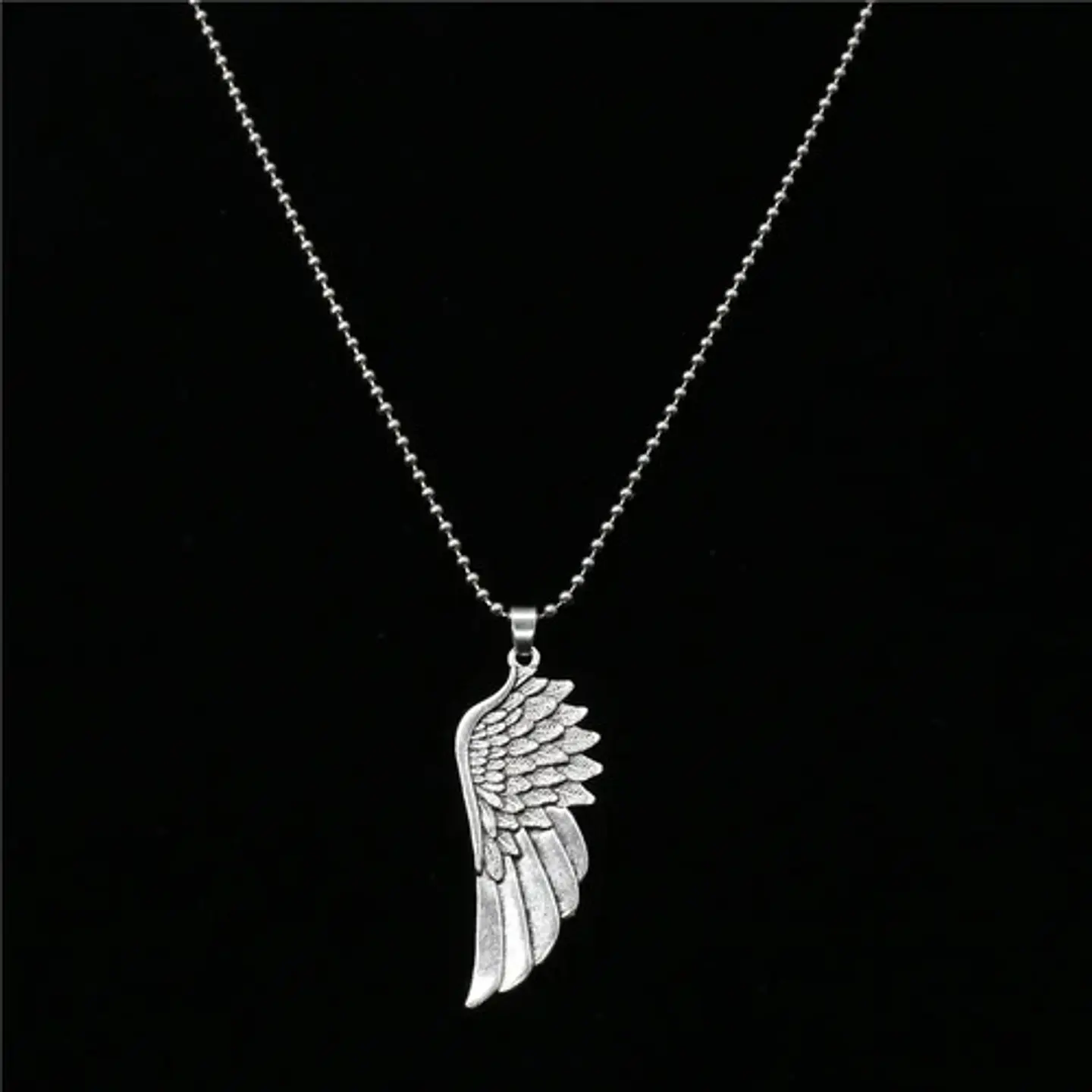 Collar Cadena Militar Dije Ala Ángel Color Plata Para Hombre 4