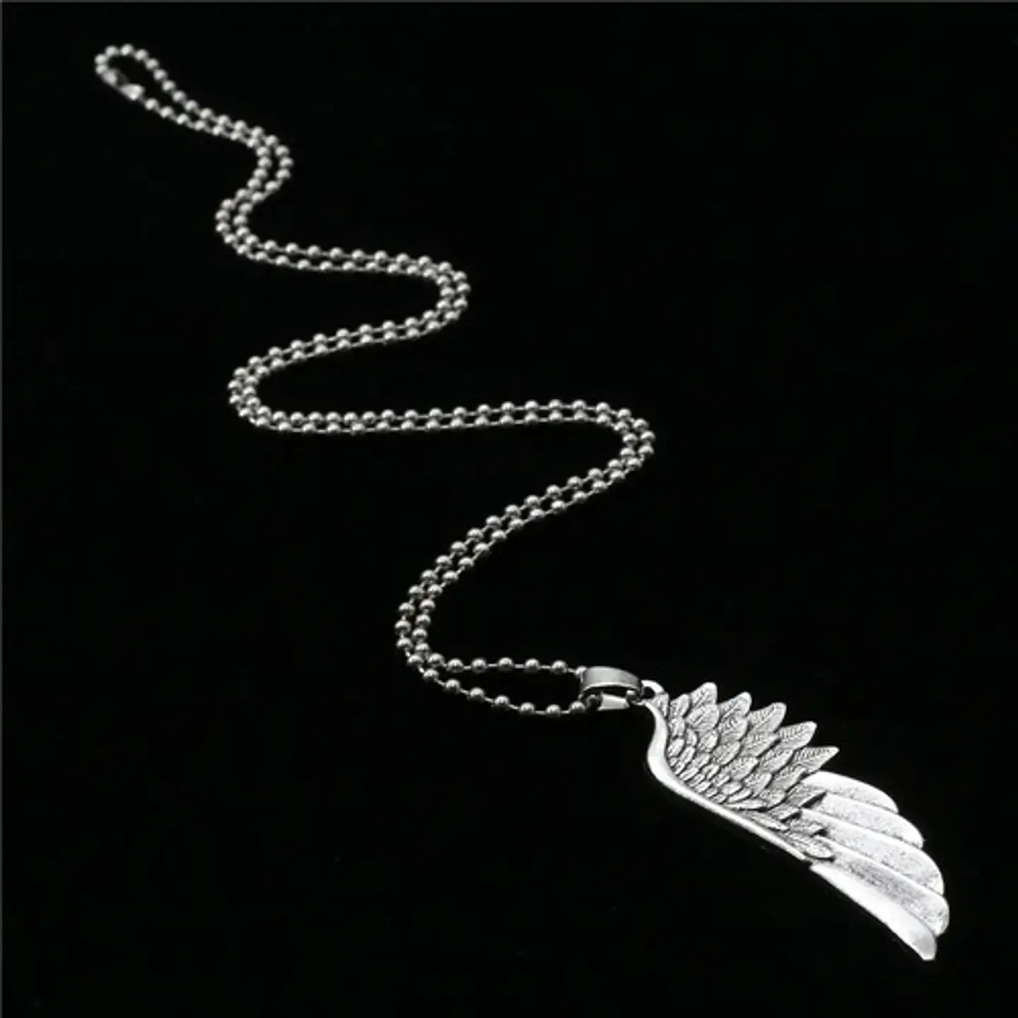 Collar Cadena Militar Dije Ala Ángel Color Plata Para Hombre 5