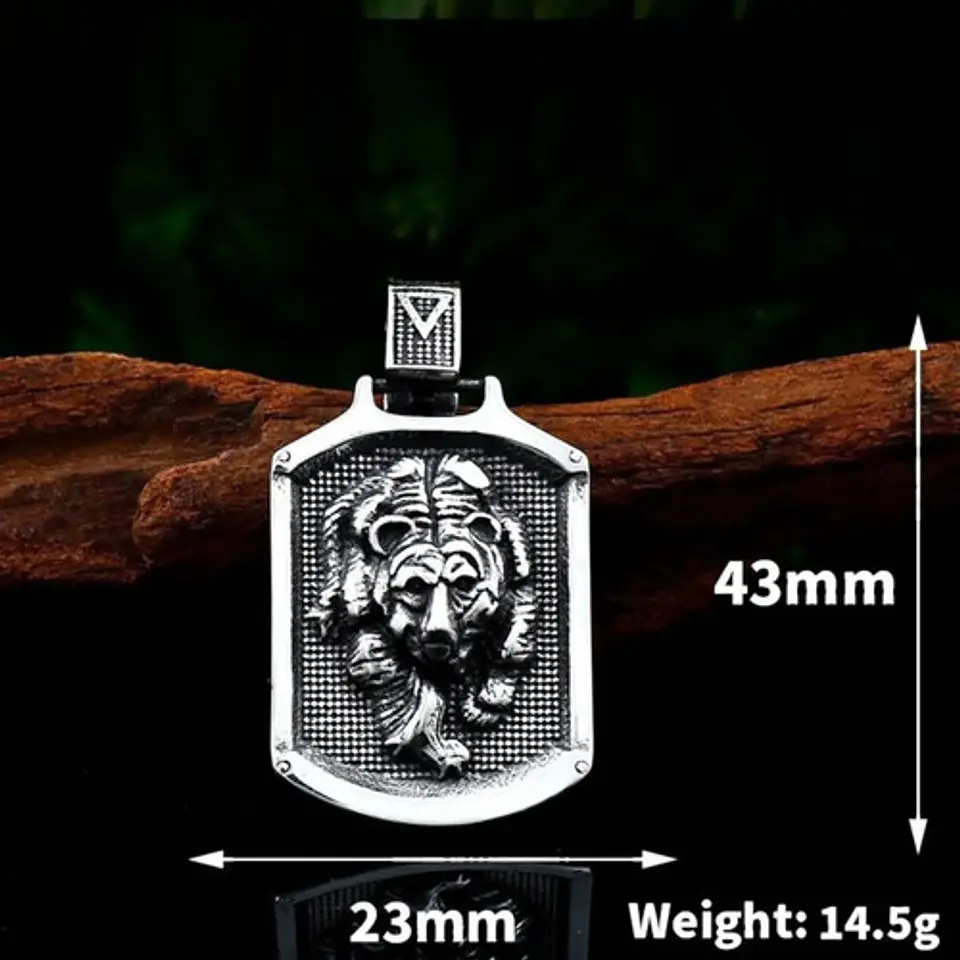 Collar Placa Oso Vikingo Color Plata Acero Inoxidable Hombre 3