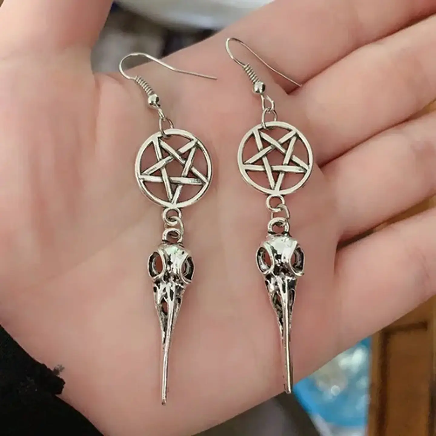 Aretes Pendientes Vikingos Cuervosceltas Color Plata Mujer 8