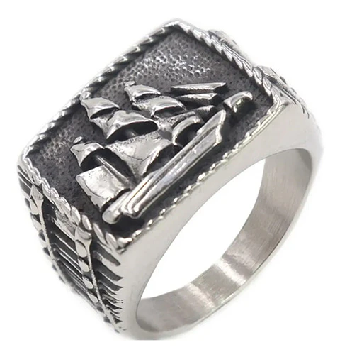 Anillo Marino Barco Mar Color Plata Acero Inoxidable Hombre