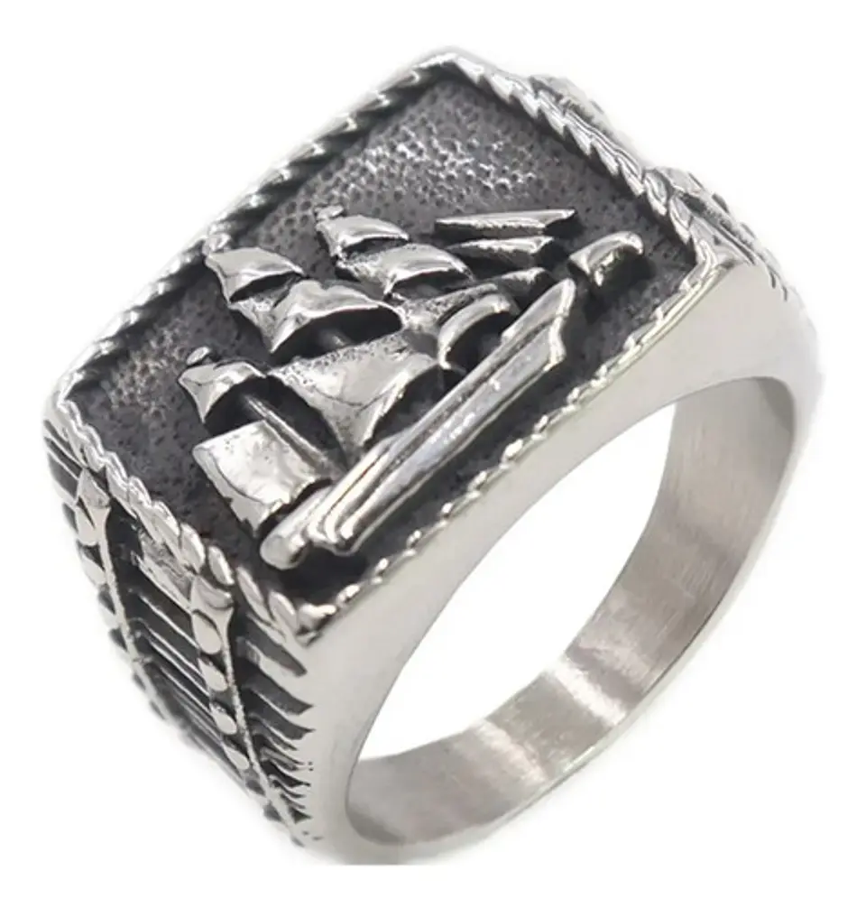 Anillo Marino Barco Mar Color Plata Acero Inoxidable Hombre 1