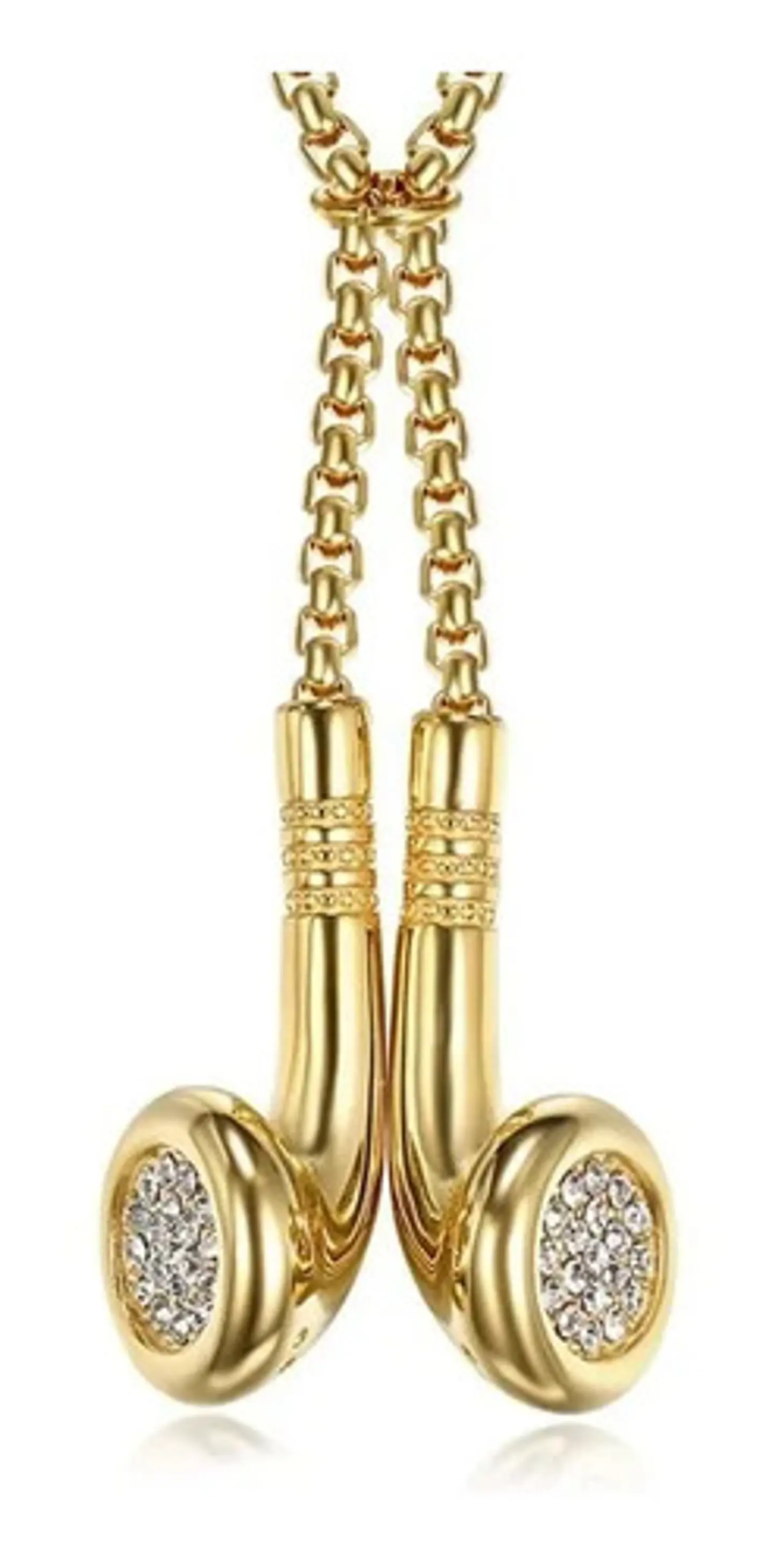 Collar Dije Audifonos Color Oro Acero Inoxidable Para Hombre 1