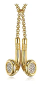 Collar Dije Audifonos Color Oro Acero Inoxidable Para Hombre - Miniatura 1