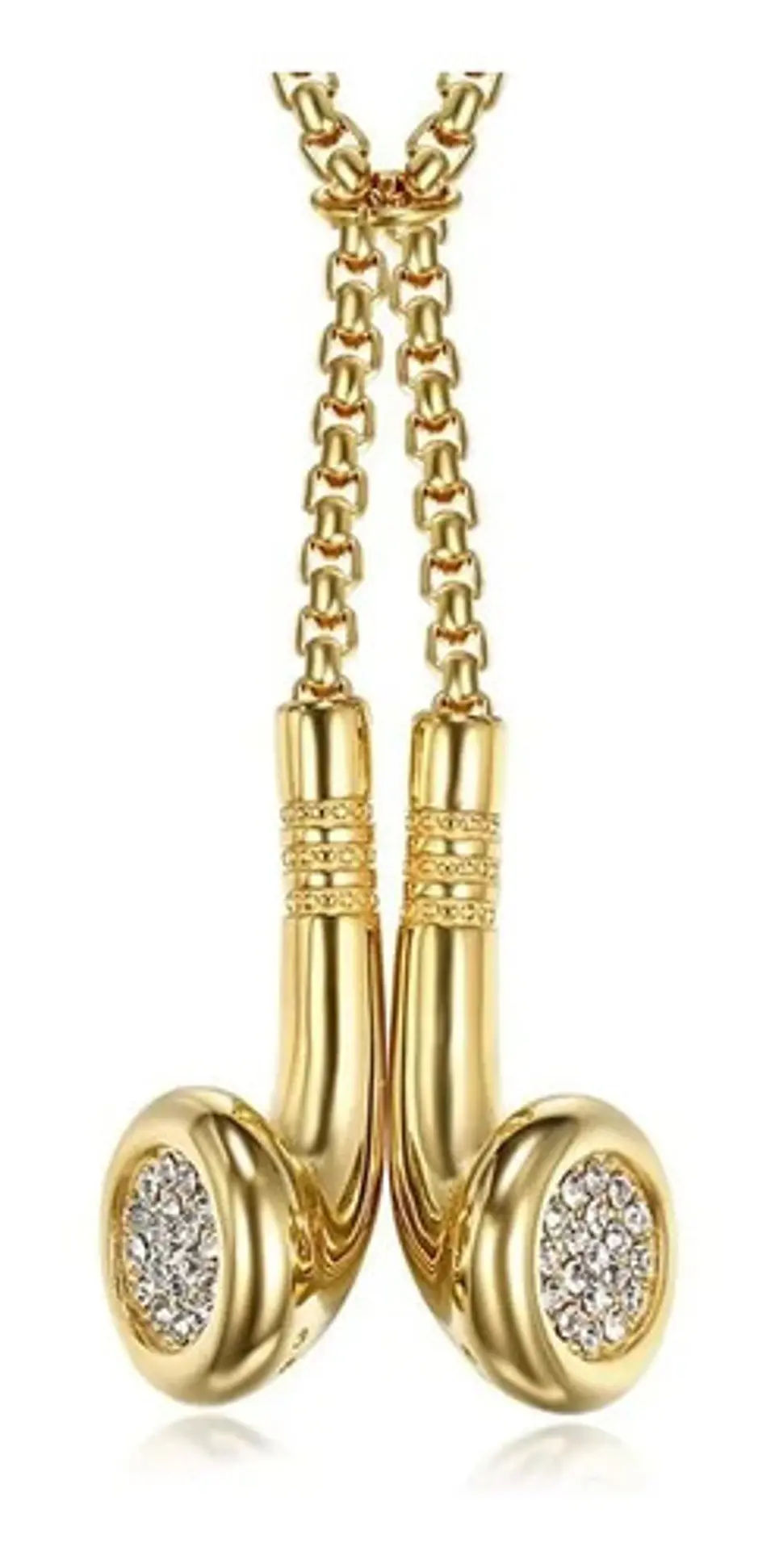 Collar Dije Audifonos Color Oro Acero Inoxidable Para Hombre 1
