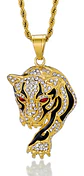 Collar Tigre Hip Hop Cz Color Oro Acero Inoxidable Hombre - Miniatura 1