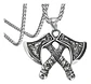 Collar Vikingo Color Plata En Acero Para Hombre Dije Hacha - Miniatura 1