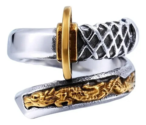 Anillo Uk Katana Espada Color Plata Acero Inoxidable Hombre