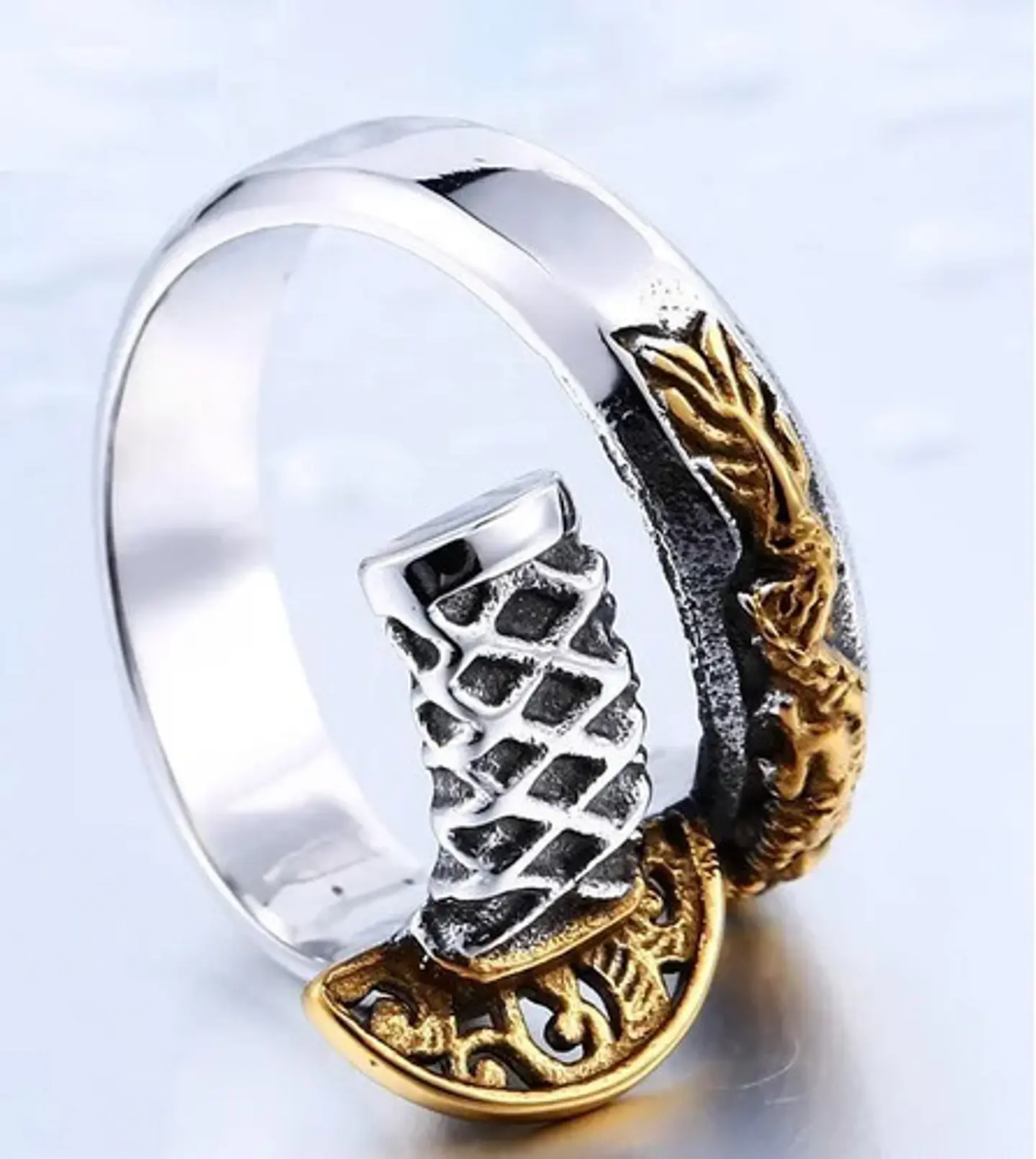 Anillo Uk Katana Espada Color Plata Acero Inoxidable Hombre 3