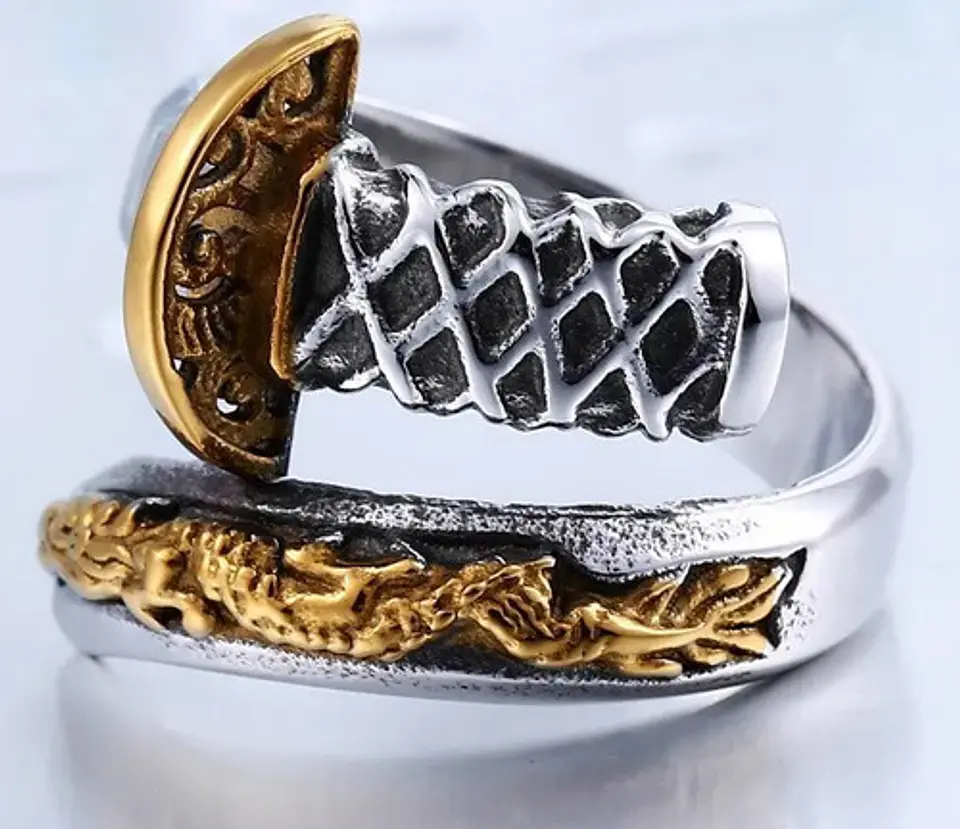 Anillo Uk Katana Espada Color Plata Acero Inoxidable Hombre 4