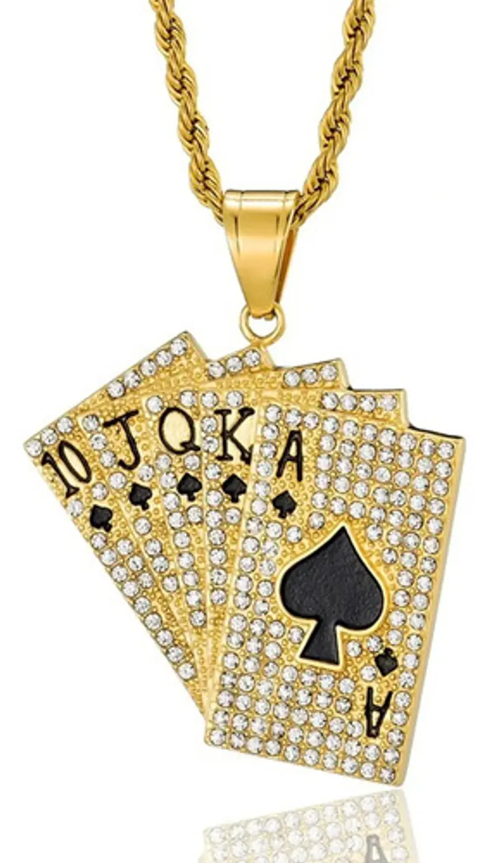 Collar Full Poker Hip Hop Color Oro Acero Inoxidable Hombre 1