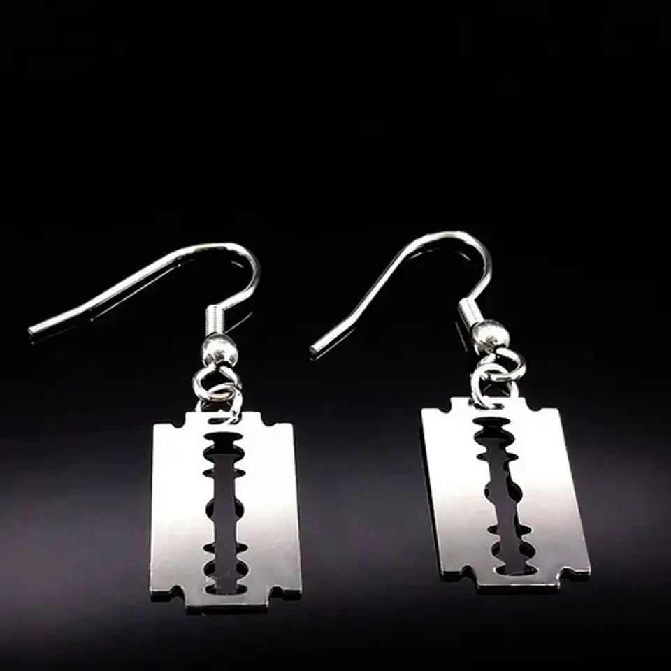 Aretes Estrella Cráneo Cuchilla Pluma Acero Inoxidable Mujer 4
