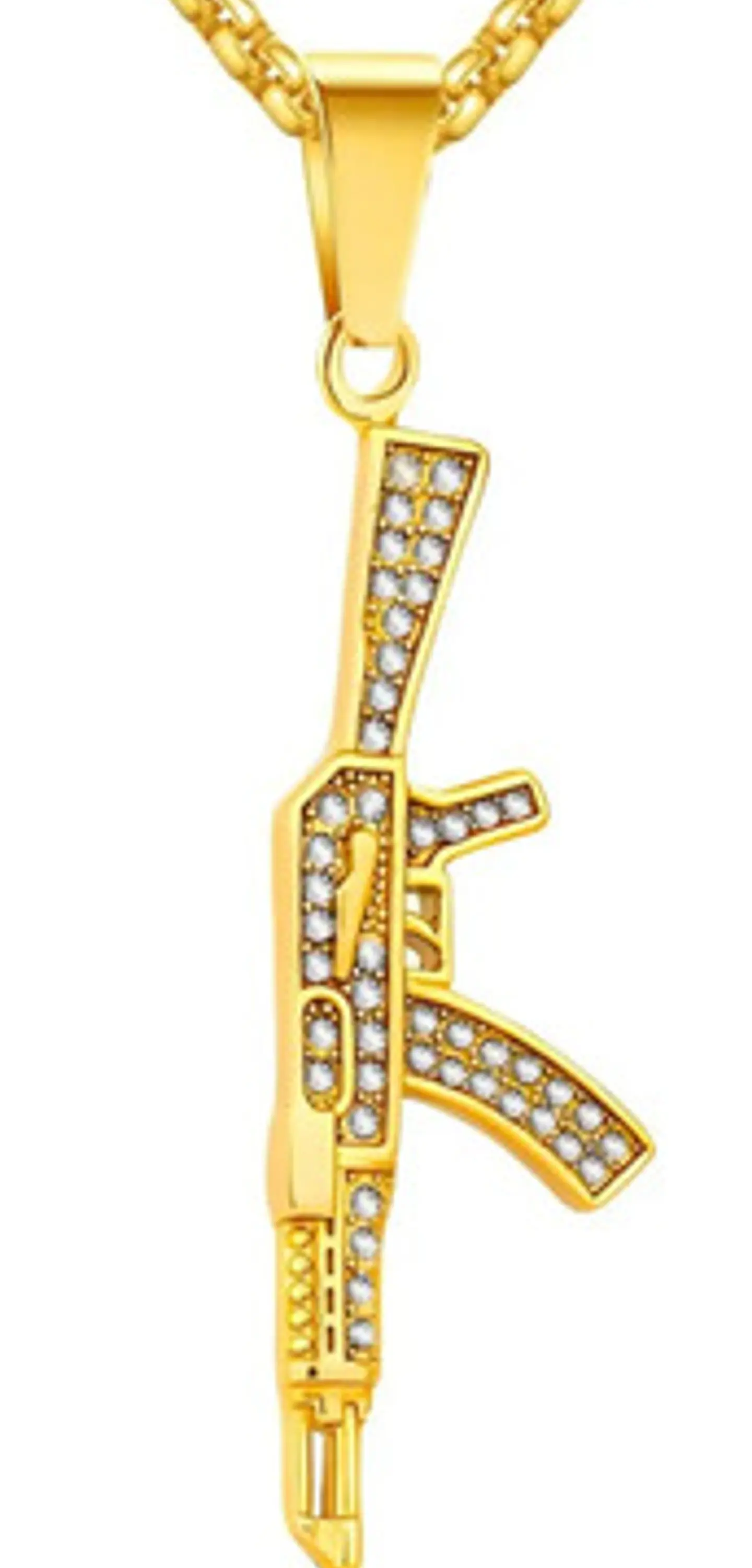 Collar Dije Ak 47 Hip Hop Color Oro Acero Inoxidable Hombre 1