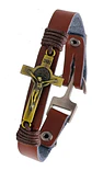 Pulsera Manilla Cruz Sello San Benito Cuero Ancla Hombre - Miniatura 5