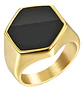 Anillo Hexagonal Clásico Color Oro Acero Inoxidable Hombre - Miniatura 1