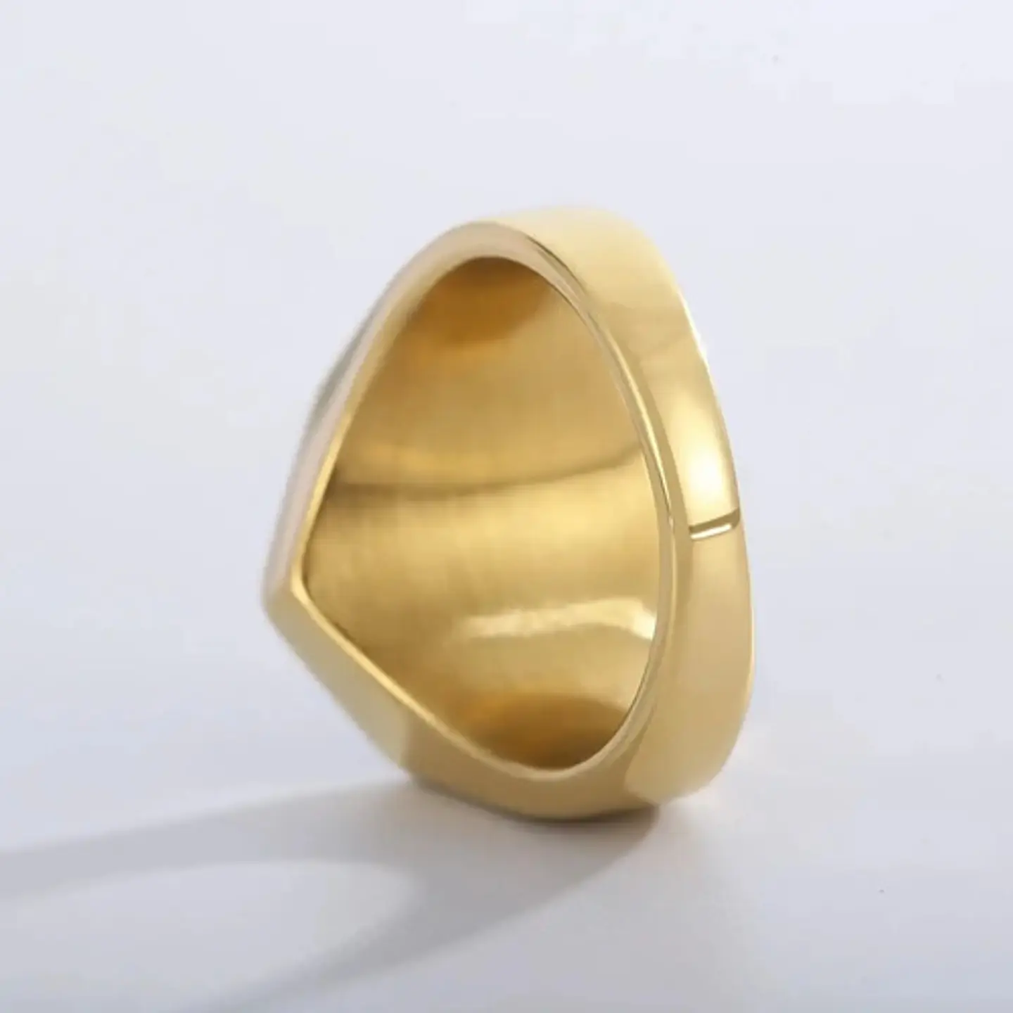 Anillo Hexagonal Clásico Color Oro Acero Inoxidable Hombre 6