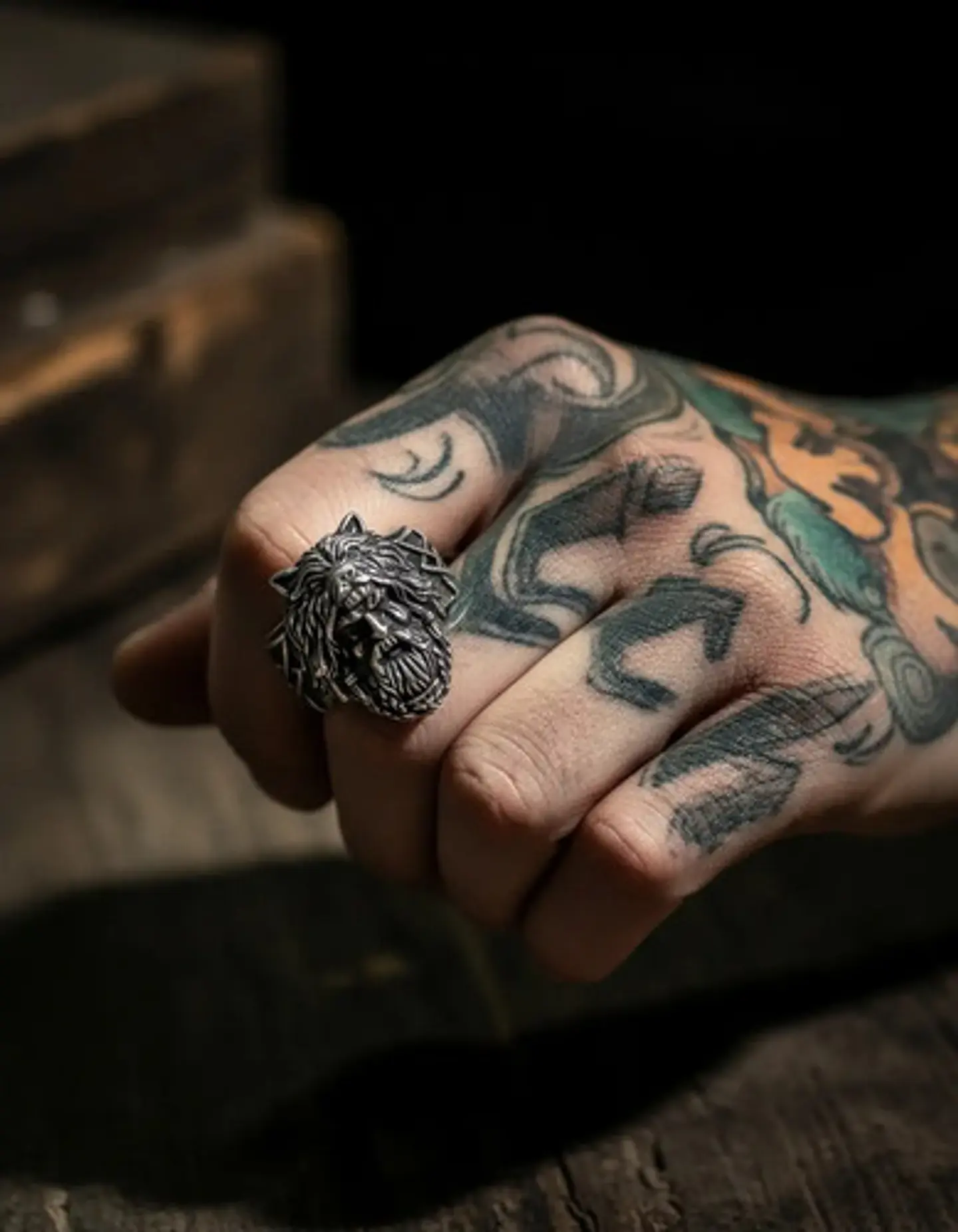 Anillo Vikingo Odin Lobo Color Plata Acero Inoxidable Hombre 3