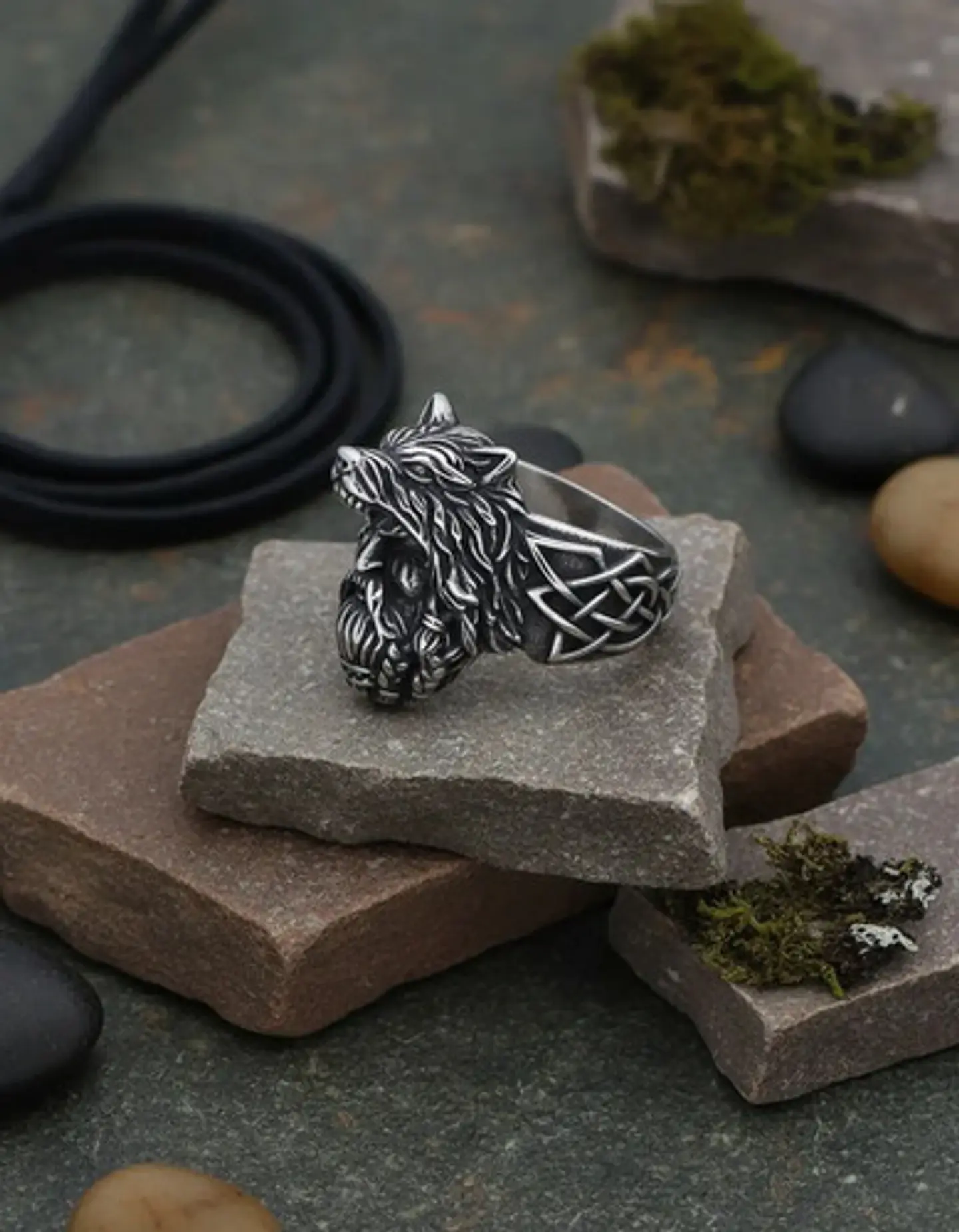 Anillo Vikingo Odin Lobo Color Plata Acero Inoxidable Hombre 6