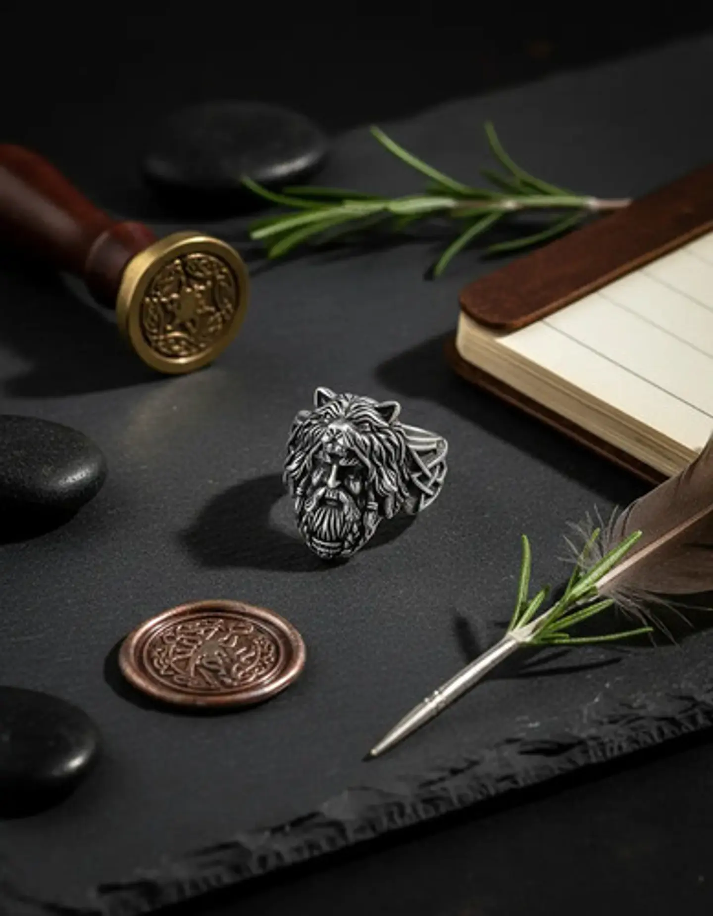 Anillo Vikingo Odin Lobo Color Plata Acero Inoxidable Hombre 9