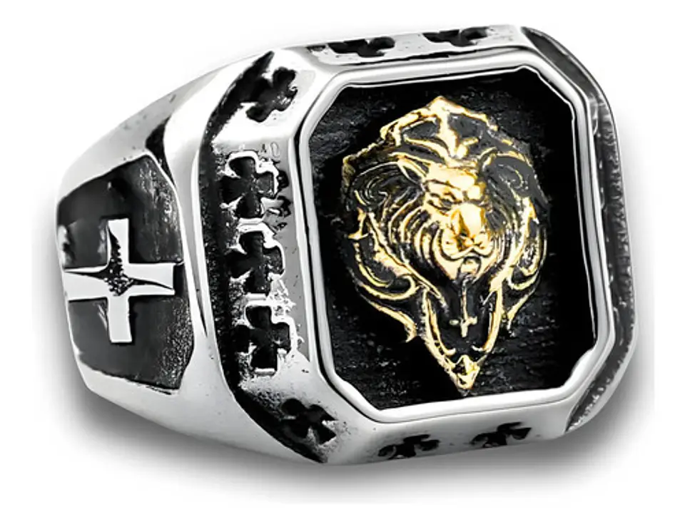 Anillo Cabeza Leon Color Plata Acero Inoxidable Para Hombre 1