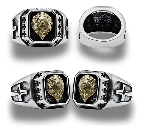 Anillo Cabeza Leon Color Plata Acero Inoxidable Para Hombre