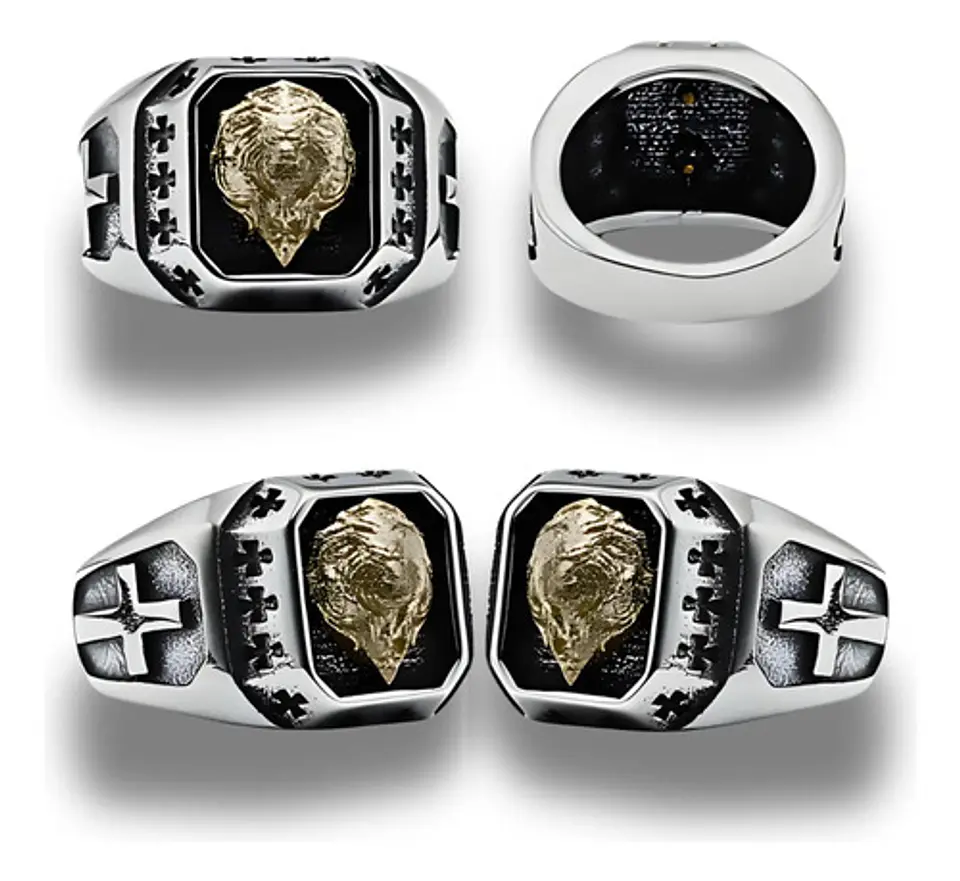 Anillo Cabeza Leon Color Plata Acero Inoxidable Para Hombre 2