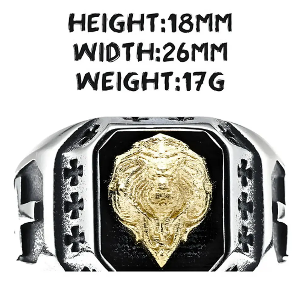 Anillo Cabeza Leon Color Plata Acero Inoxidable Para Hombre 5