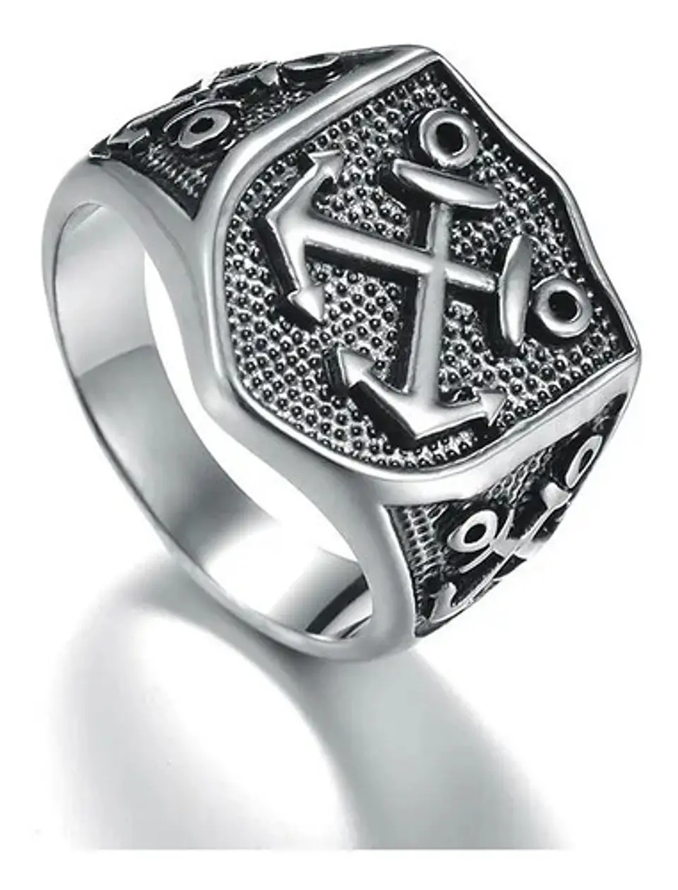 Anillo Militar Clásico Color Plata Acero Inoxidable Hombre 1