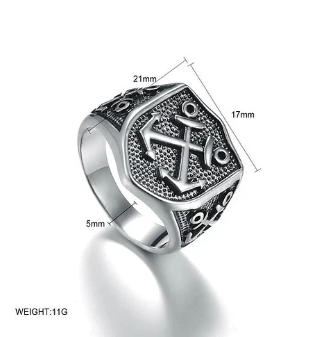 Anillo Militar Clásico Color Plata Acero Inoxidable Hombre