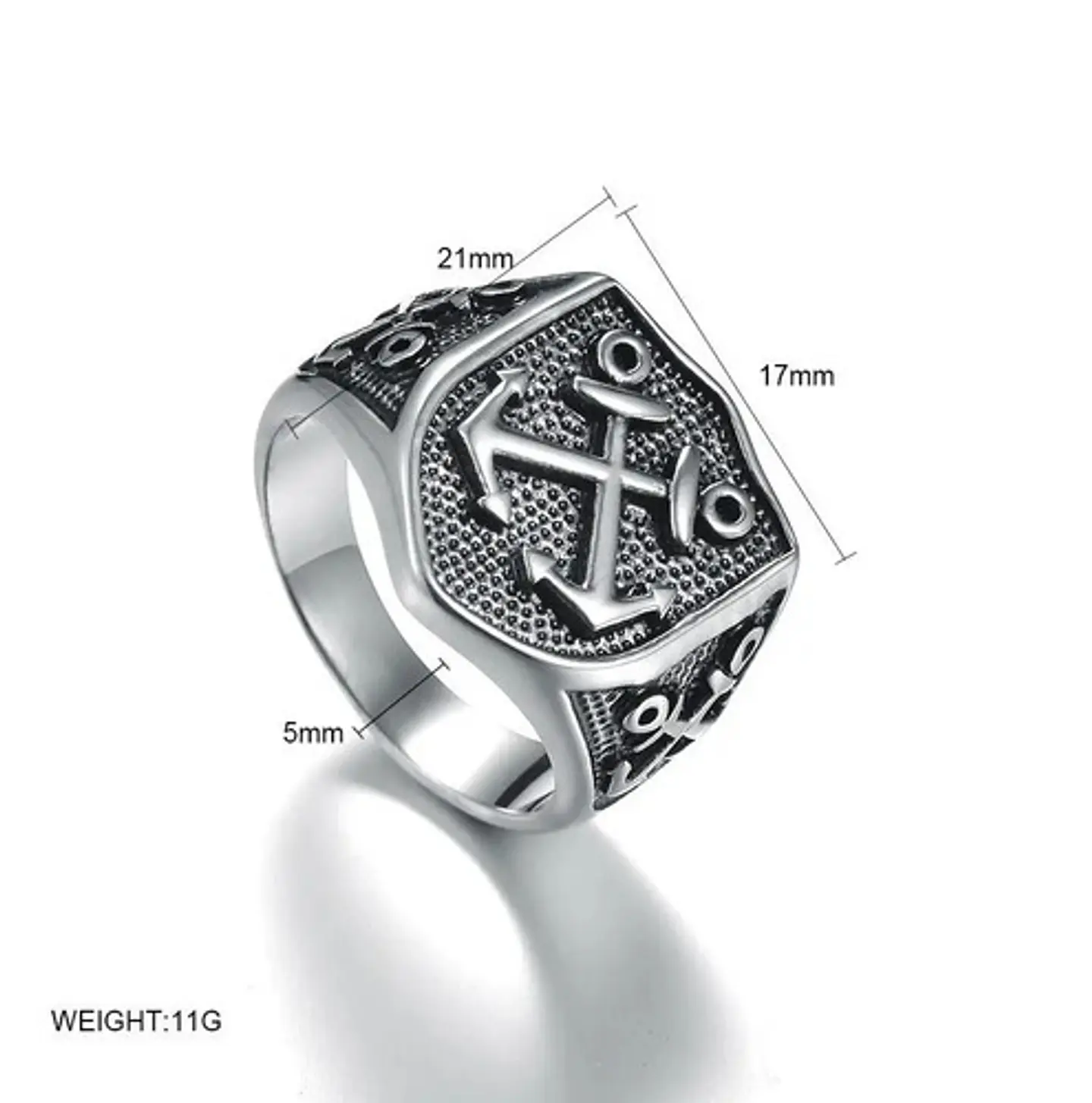 Anillo Militar Clásico Color Plata Acero Inoxidable Hombre 2